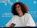 Massoumeh Lalidji, traductrice des conférences de presse, au Festival de Deauville le 10 sept 2014